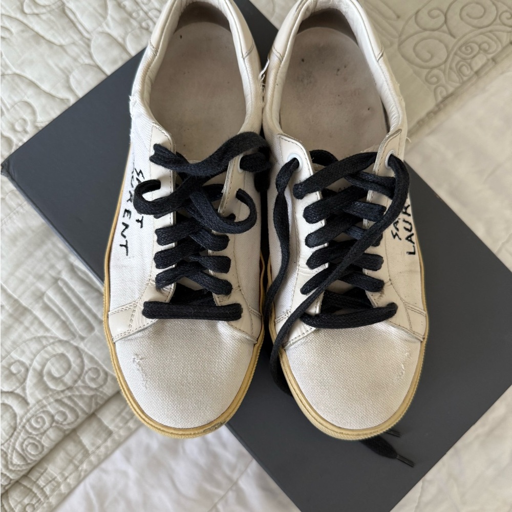 Saint Laurent White and Black Sneakers - Picture 4 of 11